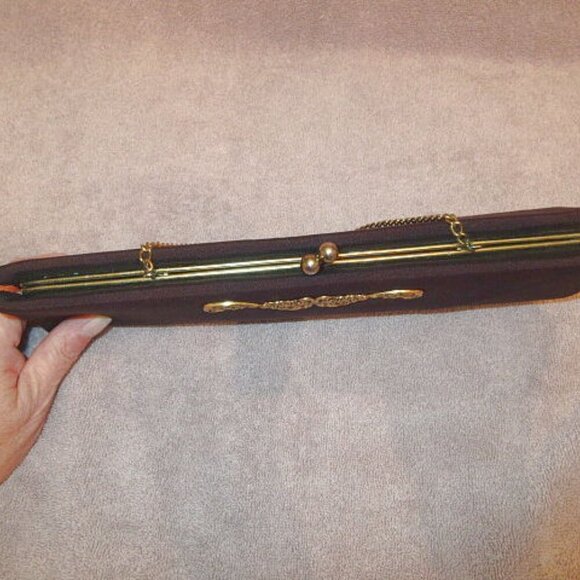 Vintage Baguette Clutch Purse Kisslock Filigree Chain Strap Old Money Regency - Picture 7 of 11